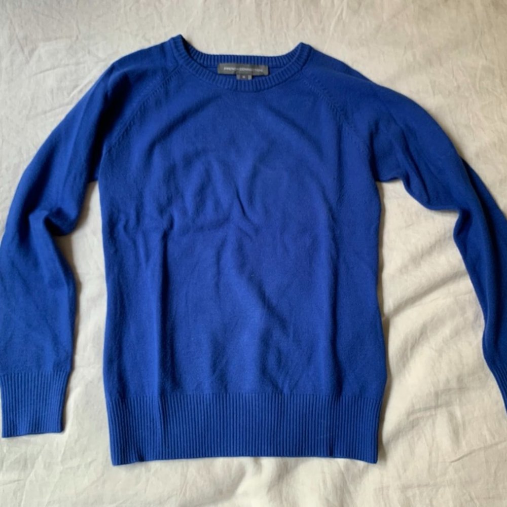 French Connection, bright blue crew neck sweater. Size Medium.